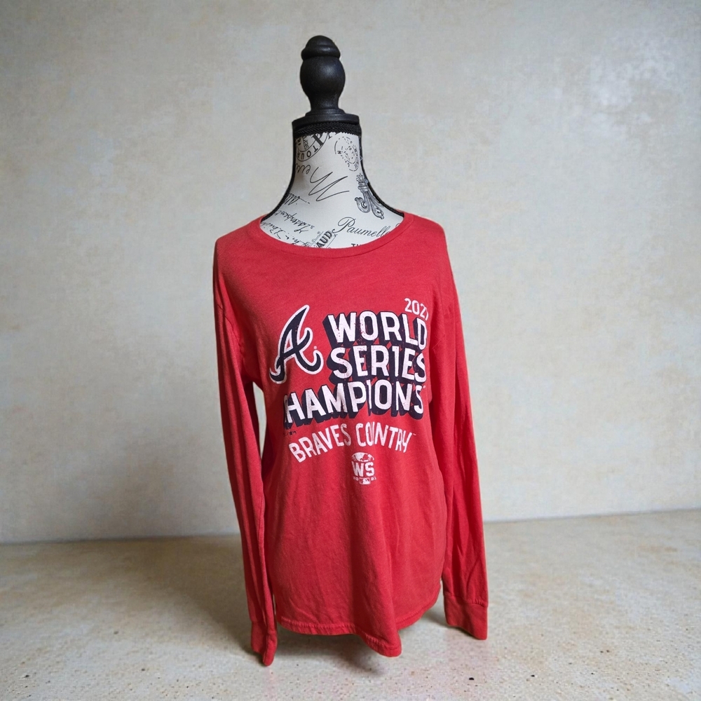 Majestic Red 2021 Atlanta Braves World Series Lomg Sleeve‎ Tee